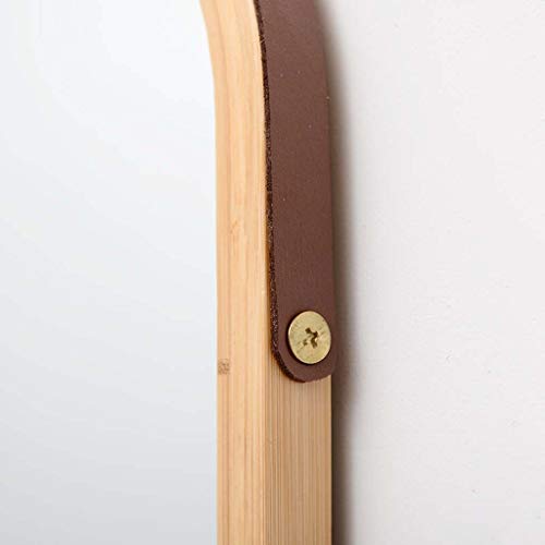 Qqhdm Wall Mirror Hanging Full Length Mirror Bamboo Body Mirror With Adjustable Leather Strap Makeup Dressing Mirror (Color : Natural) #TOP2