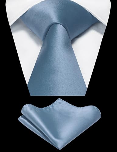 Image of RBOCOTT Solid Color Tie and Pocket Square Hankerchief with Lapel Pin Set for Men