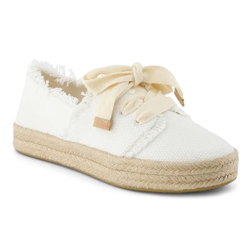 Toms Womens Carolina Lace-Up White Beachside Woven/Fray 8 Medium
