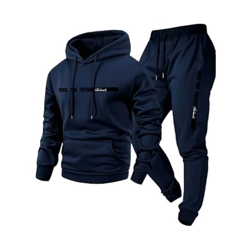 MOKBAY Bas de Survetement Homme Pantalon de Jogging Marque de Marque a Capuche Grande Taille Pantalon Luxe Jogging Ensemble Large Sweet Sportswear Homme Bleu Marine M
