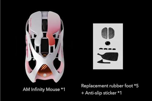 Image of Angry miao Infinity Gaming Mouse Wireless Mouse with 30000DPI PAW3950 Sensor Metal Ultralight 49g Hollowed-Out Design Mouse 7 Programmable Buttons Customizable RGB Lighting-Anti-Slip Sticker