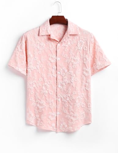 Image of ZAFUL Men's 2 Pieces Sets Outfits Summer Beach Set Short Sleeve Button Down Zip Up Shirt And Short Sets
