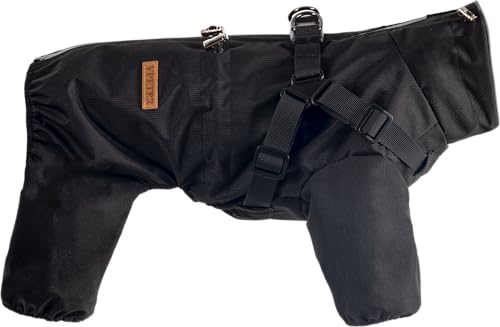 BT Bear Impermeabile con Pettorina per Cani, Giacca Regolabile a 4 Zampe per Cani con Pettorina Tuta Riflettente Impermeabile per Cani di Taglia Piccola e Media, Nero XXL