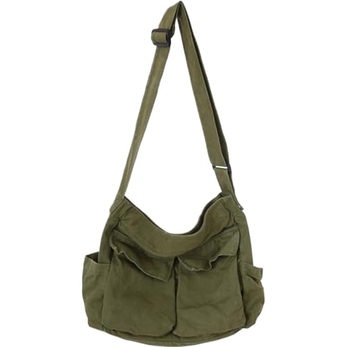 Sac à bandoulière multi-poches vintage en toile de coton robuste