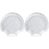 SHERCHPRY Bandejas de Vidrio Cristal 2 Piezas Borde Dorado Diseño Marino Forma de Concha Frutero y Bandeja para Aperitivos Aptas para Horno Microondas y Lavavajillas Adecuado para Uso