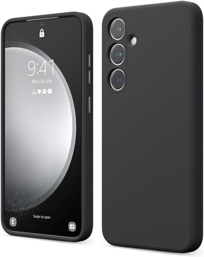 Image of MOBILOVE Back Cover Case for Samsung Galaxy S25 5G | Pure Liquid Soft Matte Silicone Case with Logo and Comes with Camera and Screen Protection Back Cover for Samsung Galaxy S25 5G (Black)