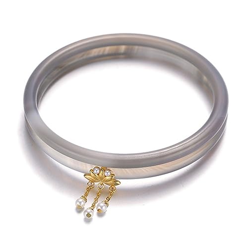Bracelet en agate de cendre de fleur, idée cadeau idéale avec ce bracelet jingle pour femme