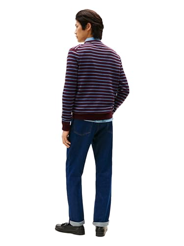 Tommy Hilfiger Herren Cotton Solid Crewneck Sweater Lightweight, Available in Big & Tall Pullover, Deep Burgundy/Petrol Blue Heather… – Ansicht 4