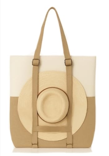 Beach Bag - Large Woven Beach Tote Bag - Boho Chic Travel Tote Bag With Hat Holder