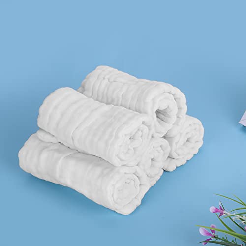 Pannolino per Pannolini per Bambini, 5 Pezzi Pannolini Riutilizzabili in Garza Cotone Morbido Assorbimento Acqua Multifunzione Bavaglini Asciugamani Tovagliolo Traspirante per Neonati Neonato(White) - 8