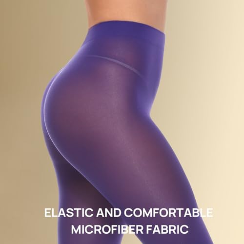 Image of MANZI Microfibre Tights for Women, Semi Opaque Solid Colored Footed Pantyhose 70 Denier