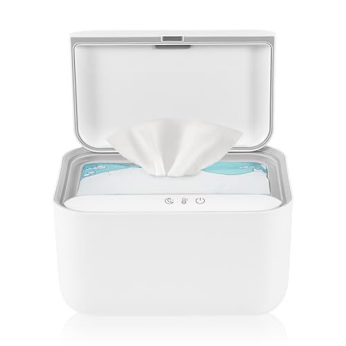 Lionelo Babyblish - Calentador para toallitas húmedas y toallas pequeñas, 20 W, luz nocturna integrada, 3 niveles de calor, panel táctil, mantiene las toallitas húmedas