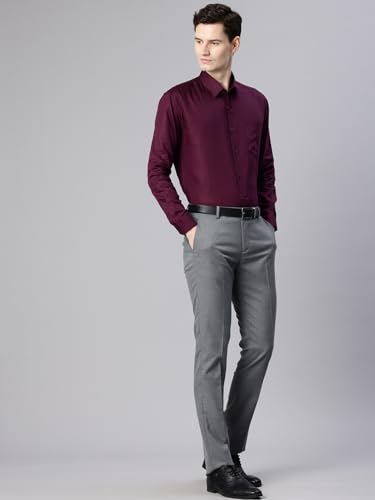 Image of Majestic Man Men's Solid Cotton Blend Textured Wrinkle-Resistant Slim Fit Easy Iron Formal Shirt