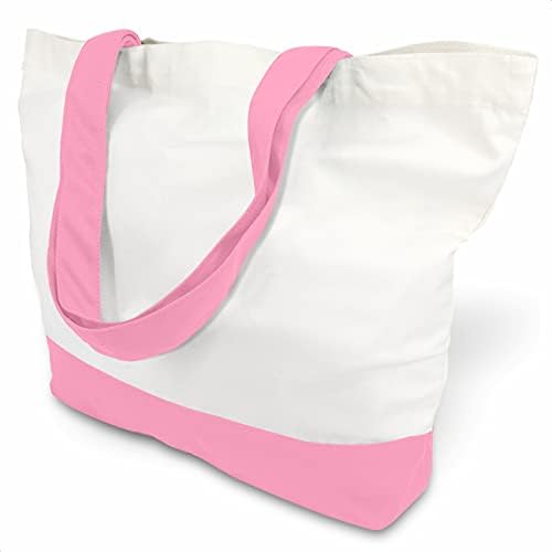 TOPDesign 1-Pack Super Strong Large 12oz Cotton Canvas Tote Bag, Reusable Grocery Shopping Cloth Bags, Fashionable Two-Tone Bags for Crafts, DIY Your Creative Designs