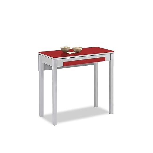 ASTIMESA Mesa de Cocina, Metal, Rojo, 80x40cm-extendida 80x60 cms