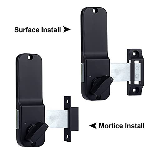 Stainless Steel 100% Mechanical Keyless Entry Door Lock with Keypads Door Knob, Waterproof Keypad Deadbolt Locks with Handle, Outdoor Front Gate Digital Code Combination Door Lock Set Security (Black)