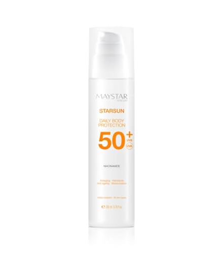 MAYSTAR SKINCARE STARSUN DAILY BODY PROTECTION SPF 50+ Crema solare per il corpo con Niacinamide idratante e anti-età con alta protezione UVB, UVA e luce blu.