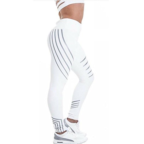 Leggings y Medias Deportivas, Xinan Mujeres Leggings Flacos de Malla de Rejilla Yoga Leggings Fitness Sports Pants (S, Blanco)