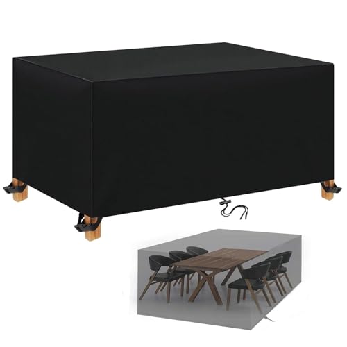 Housse de protection pour meubles de jardin 340x260x75 cm en Oxford 600D imperméable noir