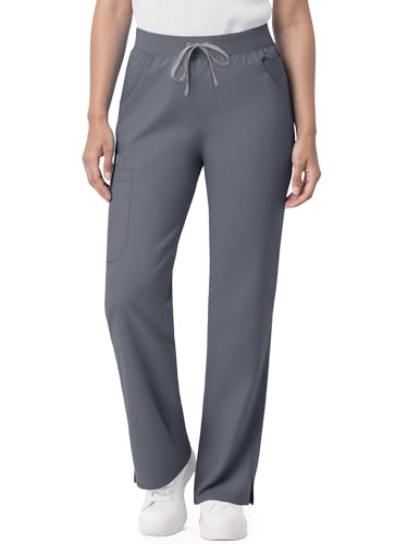 Image of Scrub Pants for Women - Straight Leg Medical Scrub Pants with 6 Pockets - Drawstring Soft Stretch Women Scrub Pant