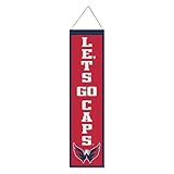 WinCraft Washington Capitals Let's Go Caps 8x32 Inch Vertical Wool Embroidered Hanging Banner