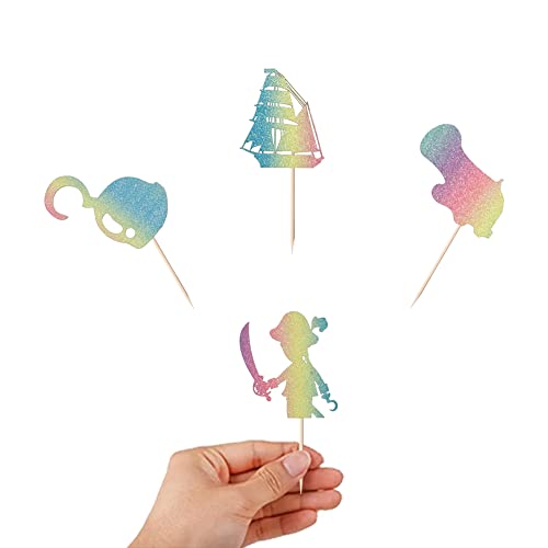 Color Flash Pirate Cake Topper，12-Piece Cartoon Theme Boys And Girls Birthday Party Paper Cup Cake Topper，Birthday Or Baby Shower Party Decorations #TOP7