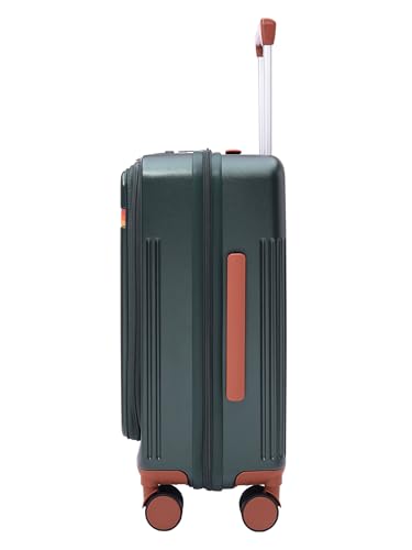 Image of FUR JADEN The Aviator TechPro 55cm German Polycarbonate Travel Luggage Cabin Suitcase with USB Port, Laptop Compartment, 8 StealthTech Shock Absorbing Wheels, TSA Lock (Forest Green, Cabin 20 inch)
