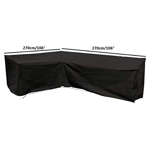 dDanke Patio Black L Shape Sofa Cover Universal Sectional Furniture Cover with Locking Rope Waterproof Dustproof 106x106x35 Inch