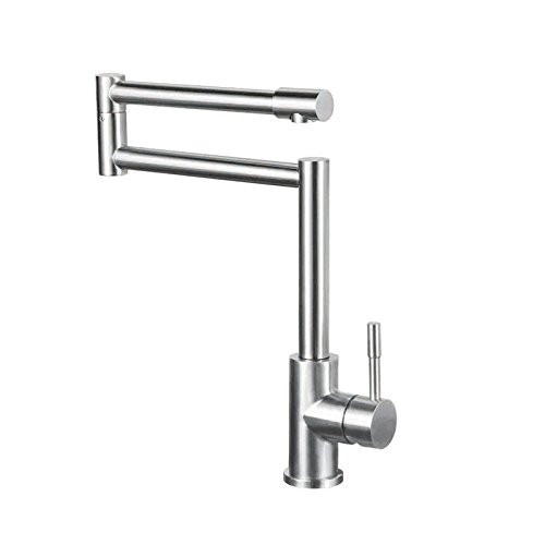 Jinyuze Stainless Steel Swing Arm Kitchen Faucet 1 Lever Deck Mount Retractable Pot Filler Kitchen Faucet,Brushed Nickel #TOP8