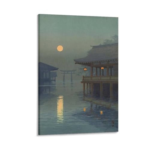 川瀬巴水 日本の浮世絵画家、版画ポスター (142) クール 壁アート キャンバス パネル オフィス装飾 ぶら下がる 版画 ギフト12x18inch(30x45cm)