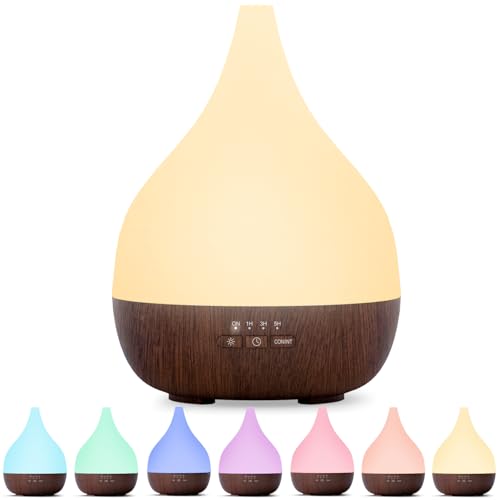 SNOWSEN Aroma Diffuser, 350ml Aromatherapie Diffusor für ätherische Öle, Ultraschall-Luftbefeuchter mit einstellbarem Nebel-Modus, 8-Farben-LED-Licht, für Haus Büro Yoga (Dunkel) SNOWSEN Aroma Diffuser, 350ml Aromatherapie Diffusor für ätherische Öle, Ultraschall-Luftbefeuchter mit einstellbarem Nebel-Modus, 8-Farben-LED-Licht, für Haus Büro Yoga (Dunkel)