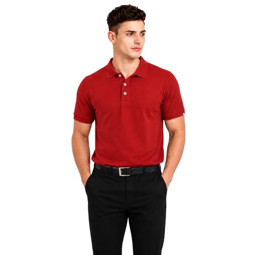 Image of Men's Plain Polo T-Shirt | Cotton Blend Regular Fit Casual Collar T-Shirt