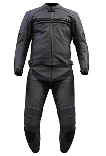 LEATHERAY Men's Fashion Real Leather Motorbike Racing Suite Black,XS-5XL