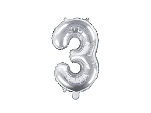 Palloncino Mylar A Forma Di Numero 3 Tre Argento 35 Cm Compleanno Adulto Bambino