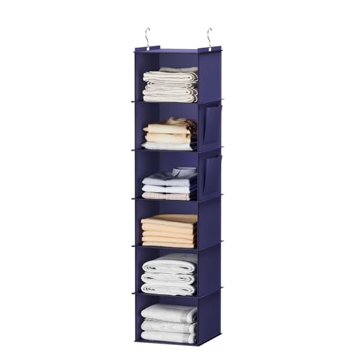 Image of YOUDENOVA Hanging Closet Organizer, 6-Shelf Closet Hanging Storage Shelves, Purple