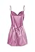 ZAFUL Women's Satin Sleeveless Spaghetti Strap Mini Dress Sexy Slip Cowl Neck Silky Cocktail Party Dresses(Rose Pink-F, XS)