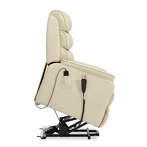 Irene House 9188 Medium Lift Chair Recliners Lay Flat Sleeping Dual Okin Motor Power For Elderly Infinite Position Electric Recliner With Heat Massage (Cream Top Faux Leather) #TOP7