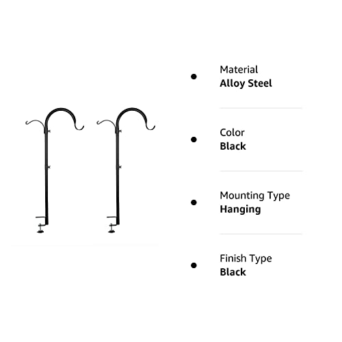 Wosibo 2 Pack Three Span Deck Hook, 37 Inches Deck Bird Feeder Pole, Hanging Baskets Porch Multi-Hook For Deck Kit With Three Branches For Plant Hangers, Lanterns, Wind Chimes And More #TOP5