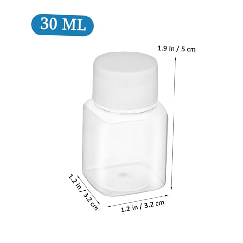 20pcs Refillable Plastic Square Bottles 30ml Travel Containers Screw Caps Empty Portion Bottles for Liquids Makeup and Toiletries Leakproof Storage2