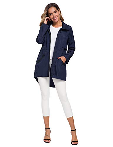 Avoogue Women S Packable Raincoat Rain Shell Women Light Weight Hiking Rain Jacket Navy Blue Xl #TOP4