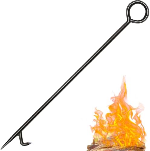 Fire Poker for Fireplace. 40 in Heavy Duty Fireplace Poker. Wrought Iron Steel Fire Pit Poker. Rust Resistant Black Finish Fire Poker for Fire Pit. Outdoor and Indoor Fireplace Fire Pit Tools