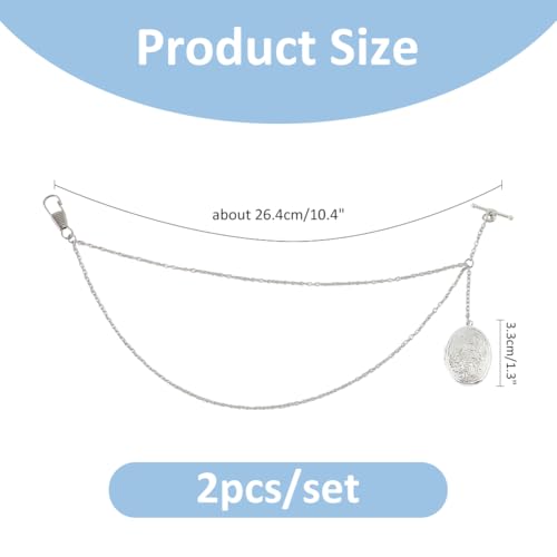 SUPERFINDINGS 2 STK Blumen Taschenuhrkette Aus Messing Abnehmbarer Medaillon Anhänger Uhrenkette Westenkette T Bar Uhrenkette Platin Uhrenkette Für Herren Anzug Hemd