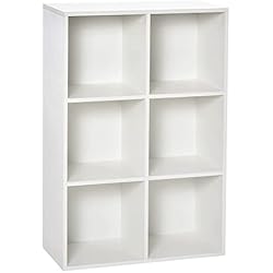 Estanteria 6 Huecos Conforama HOMCOM Estantería para Libros Estantes de Madera de 3 Niveles con 6 Cubos de Almacenaje para Sala de Estar Dormitorio Oficina 65,5x30x97,5 cm Blanco
