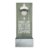 Pavilion - When You're Camping - Abridor de botellas de cerveza rústico montado en la pared, abridor de botellas con recogedor de tapas, abridor de botellas de caravana, regalos únicos de cerveza para