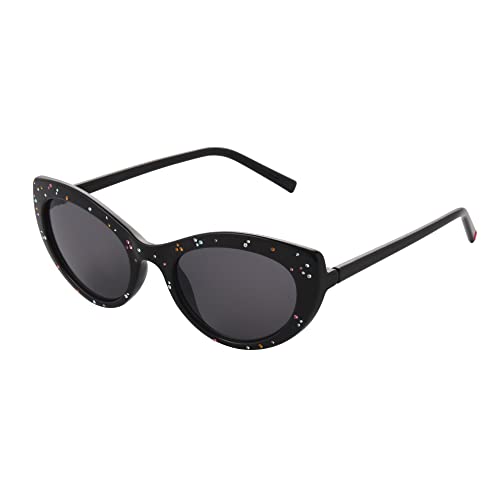 Betsey Johnson Women's Star Studded Sunglasses Oval, Black with Rainbow Stones, 54mm