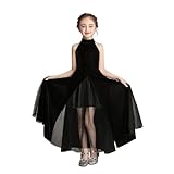 Spring/Summer Girls Black Sleeveless Model Show Hosting Long Piano Performance Princess Dress(Black,100(3-4Y))