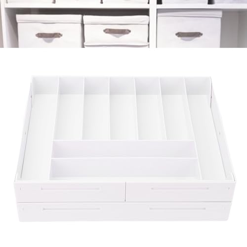 Tomotato Extra Large and High Drawer Organizer, 2 Tier Smart Expandable Desk Organizer, Multi Level Junk Drawer Organizer for Makeup, Jewelry, Desk, Office Drawers (White) by Tomotato - Image 5
