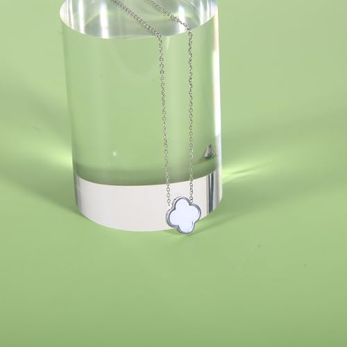 Unique Four Leaf Clover Necklace for Women Girl White Black Blue Red Lucky Clover Pendant,18K Gold Plated Jewelry Christmas Valentine's Day Gifts