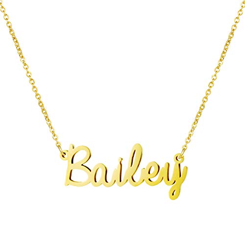 Women Jewelry Name Necklace Big Initial Gold Plated Best Friend Girls Women Gift for Her Bailey