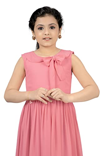 Image of Fashion Dream Girl's Calf Length Pleated Dresses (Pink 13-14 Year)